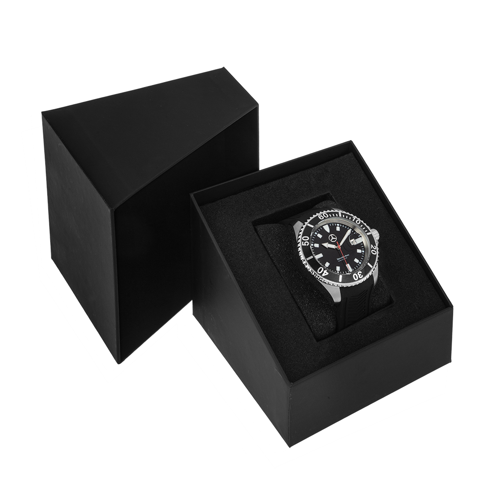 Black Steel Silicon Strap Watch